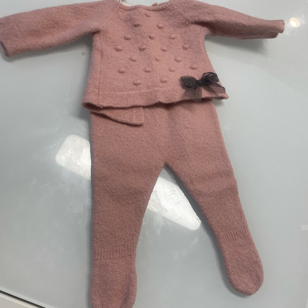Paz Rodriguez pink long sleeve knit set newborn preemie fit girls winter